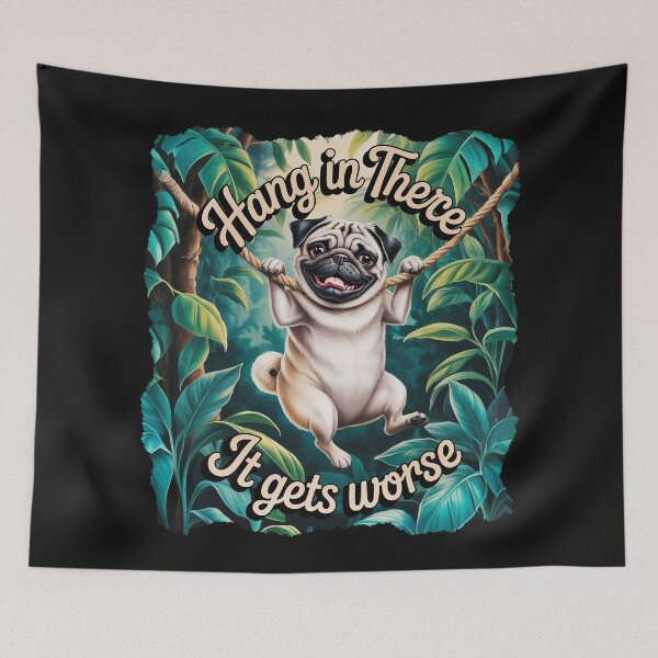 Item preview, Pug Dog Cautiously Pessimistic "Hang In There, It Gets Worse" Funny Tee Shirt. designed and sold by candiscamera.