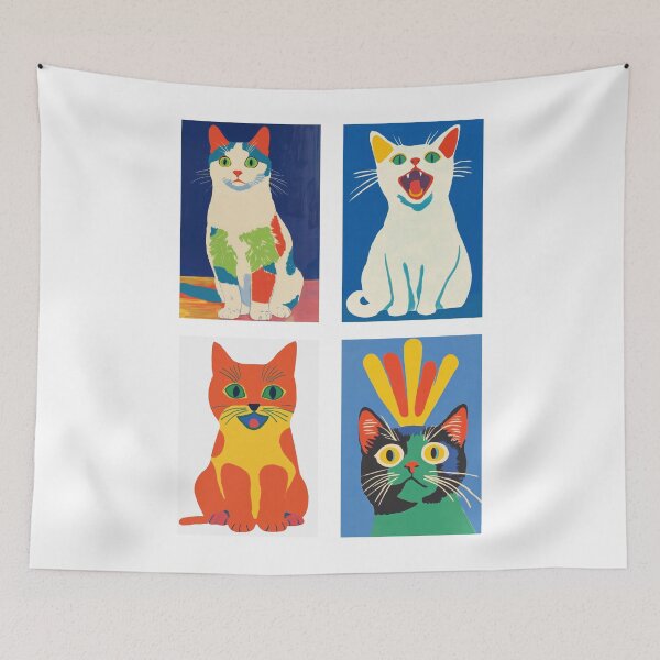 Item preview, Funky Cat Artwork in Bold Colors designed and sold by olenapetol.