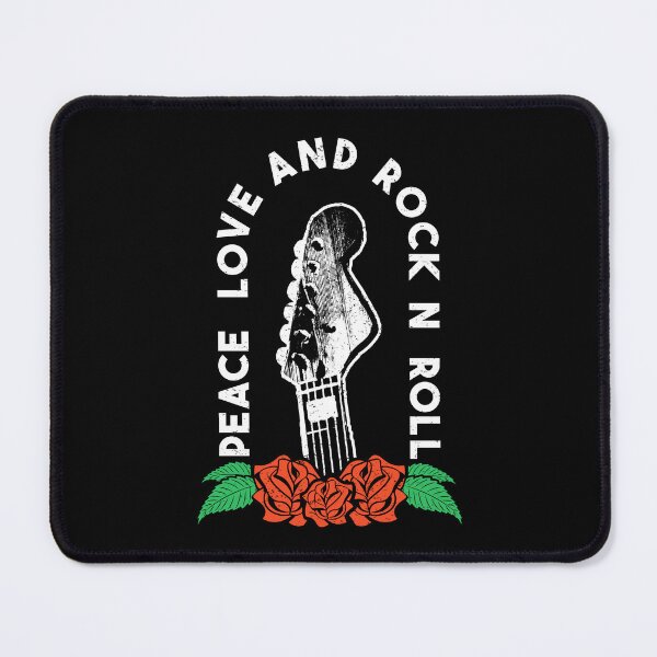Item preview, Peace Love and Rock n Roll Guitar Headstock With Roses designed and sold by Dmetalx Art Apparel.