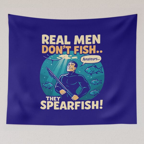 Item preview, Real Men Don’t Fish... They Spearfish! – Funny Ocean Diver Design designed and sold by Timeless Design.