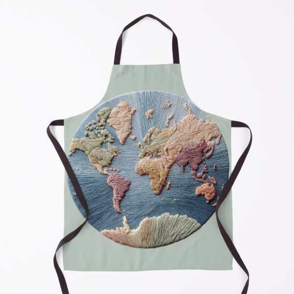 Item preview, Embroidered World Map Circle | Soft Pastel Wanderlust Art designed and sold by Dream Circuit .
