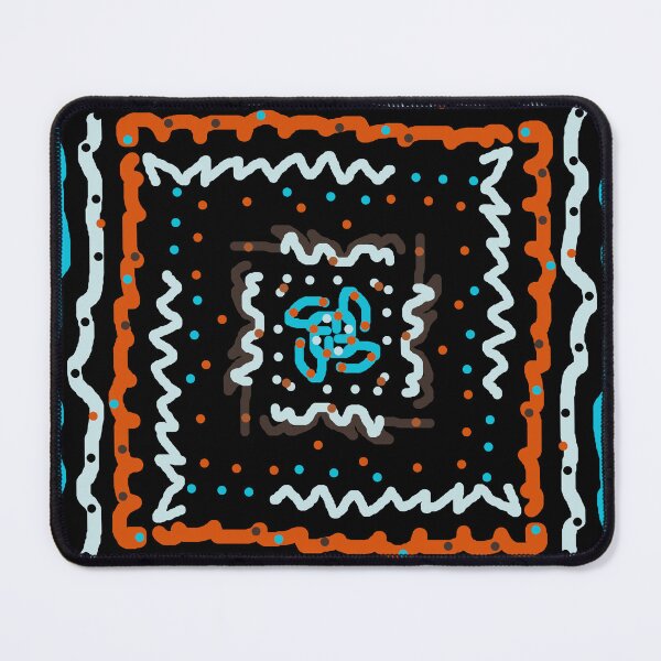 Item preview, Turquoise, Orange, and White, Fun Square Design with Squiggles and Dots designed and sold by Jessielee72.