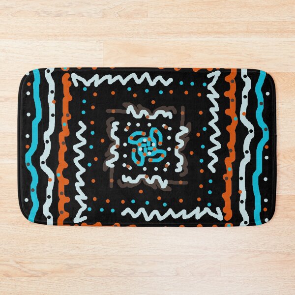 Item preview, Turquoise, Orange, and White, Fun Square Design with Squiggles and Dots designed and sold by Jessielee72.