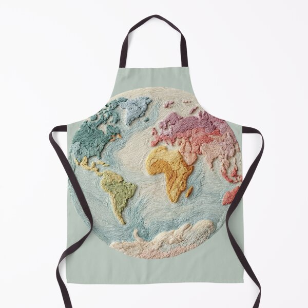 Item preview, Embroidered World Map Circle | Soft Pastel Wanderlust Art designed and sold by Dream Circuit .