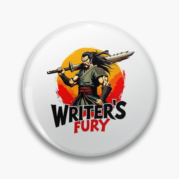 Item preview, A motivational muscular samurai with the big phrase "WRITER'S FURY!". designed and sold by Giulivo Store Graphic.