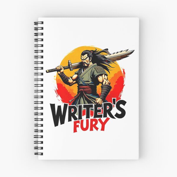Item preview, A motivational muscular samurai with the big phrase "WRITER'S FURY!". designed and sold by Giulivo Store Graphic.