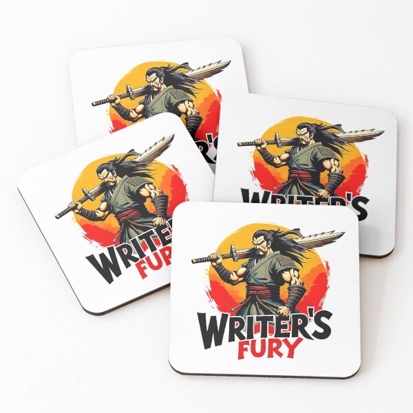 Item preview, A motivational muscular samurai with the big phrase "WRITER'S FURY!". designed and sold by Giulivo Store Graphic.