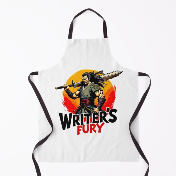 Item preview, A motivational muscular samurai with the big phrase "WRITER'S FURY!". designed and sold by Giulivo Store Graphic.