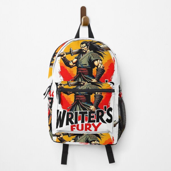 Item preview, A motivational muscular samurai with the big phrase "WRITER'S FURY!". designed and sold by Giulivo Store Graphic.