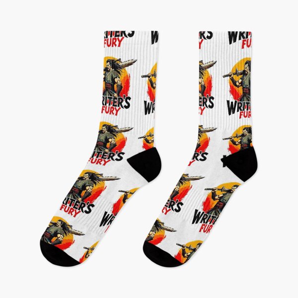 Item preview, A motivational muscular samurai with the big phrase "WRITER'S FURY!". designed and sold by Giulivo Store Graphic.