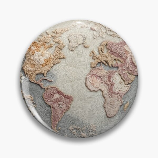 Item preview, Embroidered World Map Circle | Soft Pastel Wanderlust Art designed and sold by Dream Circuit .
