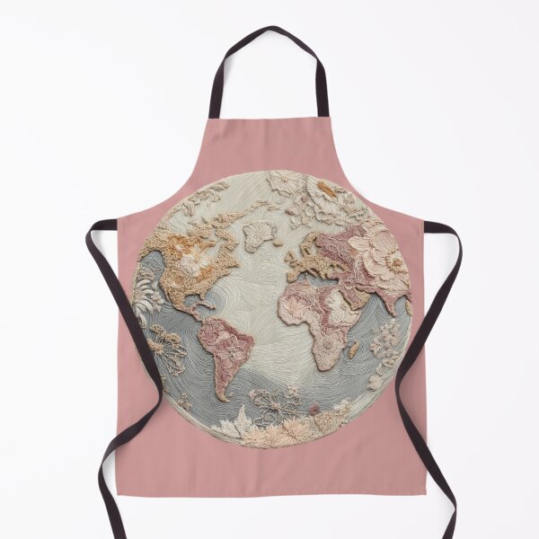 Item preview, Embroidered World Map Circle | Soft Pastel Wanderlust Art designed and sold by Dream Circuit .
