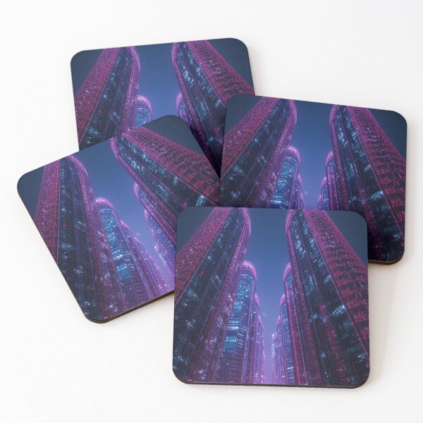 Item preview, Futuristic Neon Skyscrapers at Night – Cyberpunk Cityscape Art designed and sold by Creative Mama.