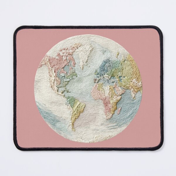 Item preview, Embroidered World Map Circle | Soft Pastel Wanderlust Art designed and sold by Dream Circuit .
