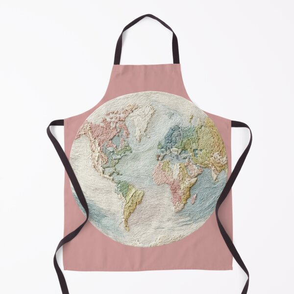 Item preview, Embroidered World Map Circle | Soft Pastel Wanderlust Art designed and sold by Dream Circuit .