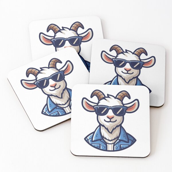 Item preview, Cartoon Goat in Denim Jacket and Shades – Edgy Farm Animal designed and sold by Confuzz1ed.