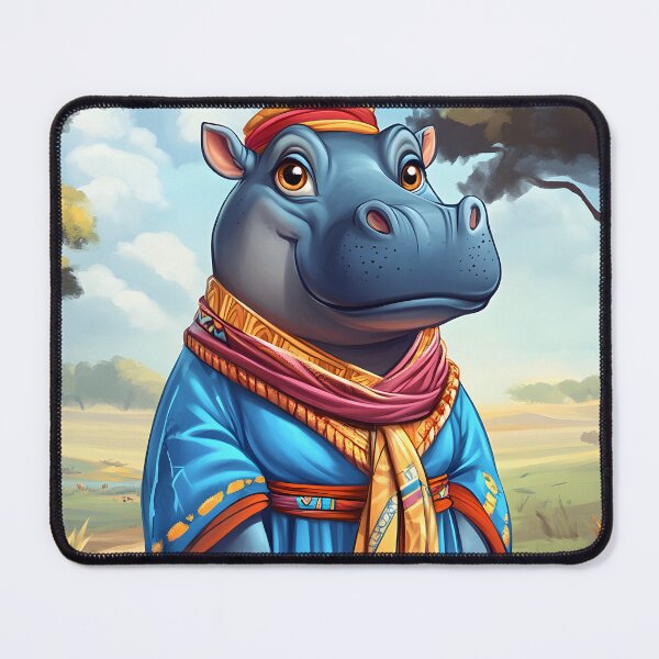 Item preview, A Colorful Hippo Dressed in Vibrant Traditional Garb designed and sold by Artessie.