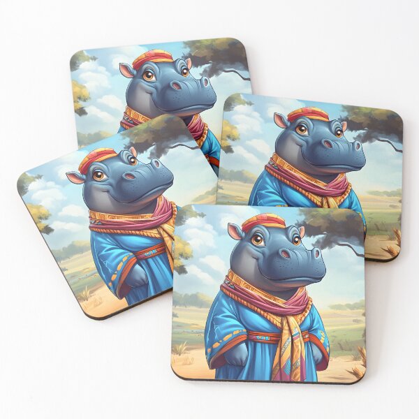 Item preview, A Colorful Hippo Dressed in Vibrant Traditional Garb designed and sold by Artessie.