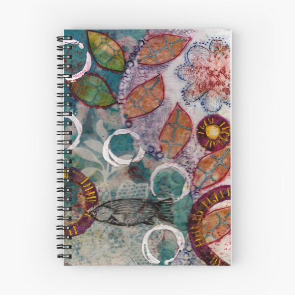 Item preview, Leaves in the fishpond encaustic designed and sold by nighthawkstudio.