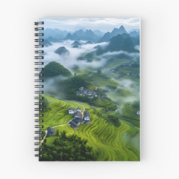 Item preview, Lush Green Terraced Fields in Misty Mountainscape designed and sold by Artessie.