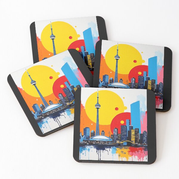 Item preview, Toronto Skyline Pop Art – Vibrant CN Tower Cityscape Drip Painting designed and sold by TheDesignDen52.