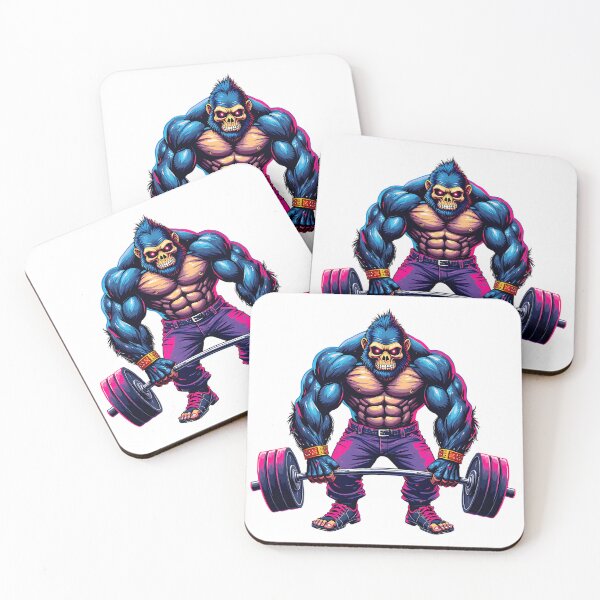 Item preview, Cybernetic Punk Rock Neon Skull Gorilla Bodybuilding designed and sold by FunCartoonSpot.