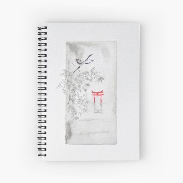 Item preview, Torii rouge dans l'eau avec reflet | Peinture japonaise Sumi-e designed and sold by AngelaMarieArt.