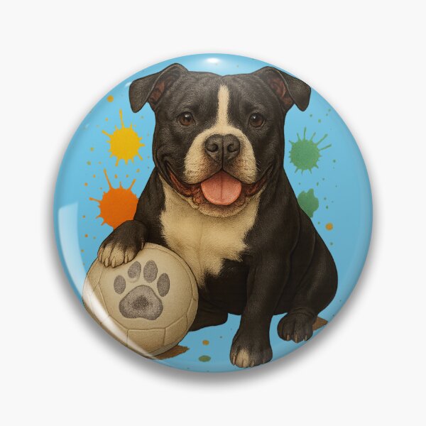 Item preview, Black Pitbull with colorful soccer ball designed and sold by Idelab-11.
