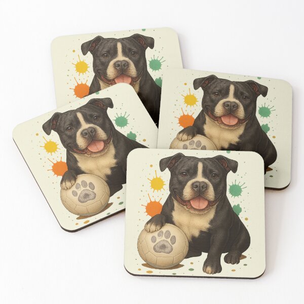 Item preview, Black Pitbull with colorful soccer ball designed and sold by Idelab-11.
