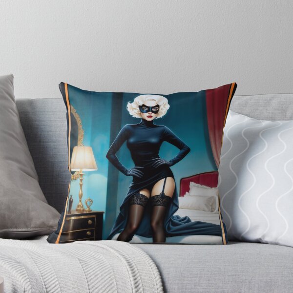 Item preview, Xyleria Noir Masked Bedroom Pinup Girl Illustration Intriguing AI Concept Art by Xzendor7 designed and sold by Xzendor7 Digital Art Creations.