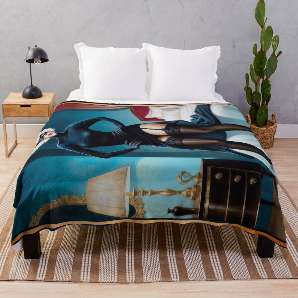 Item preview, Xyleria Noir Masked Bedroom Pinup Girl Illustration Intriguing AI Concept Art by Xzendor7 designed and sold by Xzendor7 Digital Art Creations.