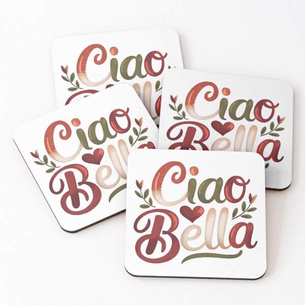 Item preview, Ciao Bella – Watercolor Italian text in Italian Colors with Olive Leaves designed and sold by EmeraldeaArt.