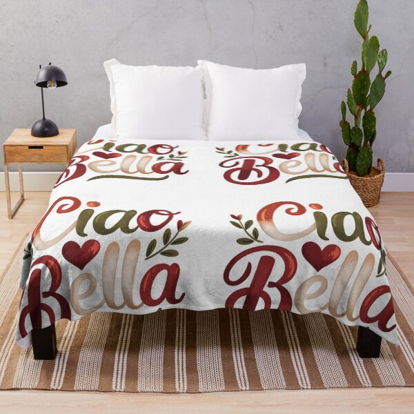 Item preview, Ciao Bella – Watercolor Italian text in Italian Colors with Olive Leaves designed and sold by EmeraldeaArt.