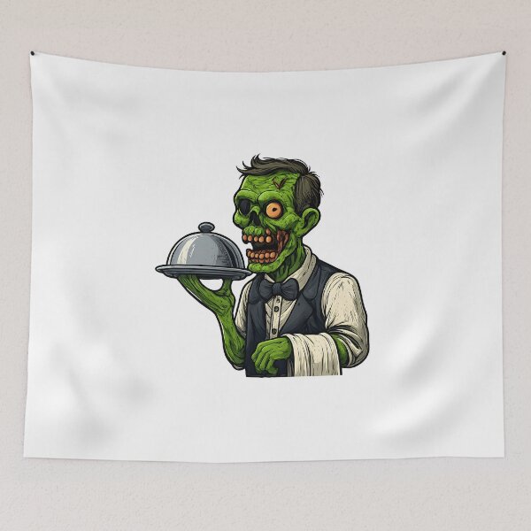 Item preview, Cartoon Zombie Waiter – Undead with a Smile designed and sold by Vibeware.
