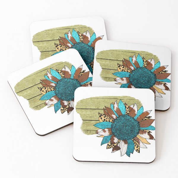 Item preview, Rustic Boho Sunflower with Leopard, Cowhide & Turquoise Patterns designed and sold by ToscaniArt.