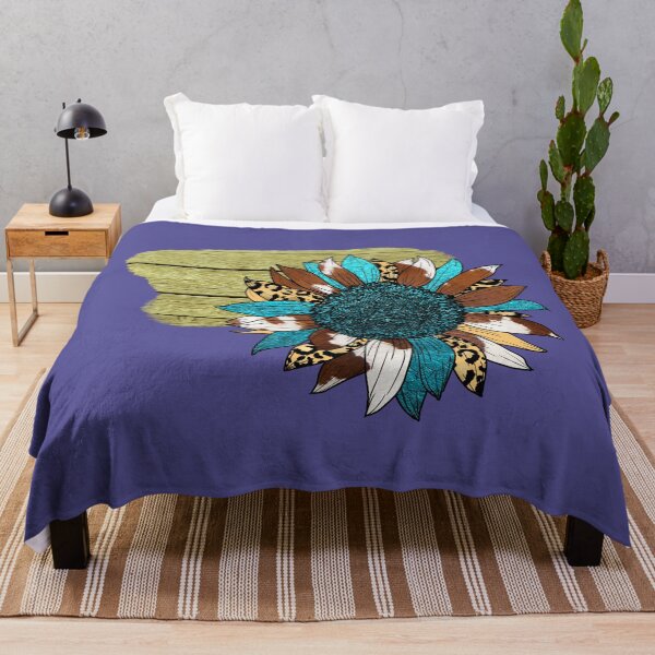 Item preview, Rustic Boho Sunflower with Leopard, Cowhide & Turquoise Patterns designed and sold by ToscaniArt.
