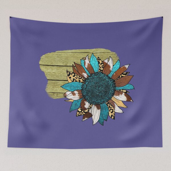 Item preview, Rustic Boho Sunflower with Leopard, Cowhide & Turquoise Patterns designed and sold by ToscaniArt.