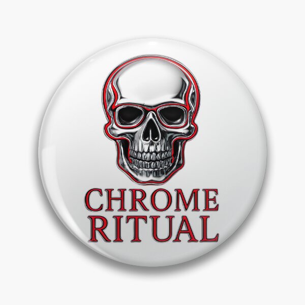 Item preview, Shiny chrome skull with CHROME RITUAL lettering designed and sold by PixelPrisma.