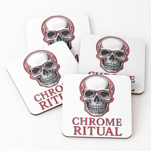 Item preview, Shiny chrome skull with CHROME RITUAL lettering designed and sold by PixelPrisma.