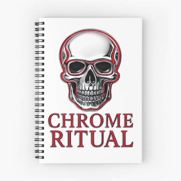 Item preview, Shiny chrome skull with CHROME RITUAL lettering designed and sold by PixelPrisma.