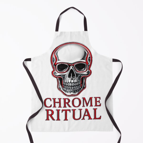 Item preview, Shiny chrome skull with CHROME RITUAL lettering designed and sold by PixelPrisma.