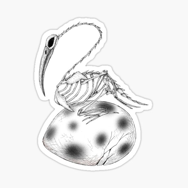 Item preview, Skelettvogel auf Ei – Dunkle Ornithologie-Tintenillustration designed and sold by TheWitchCoven.