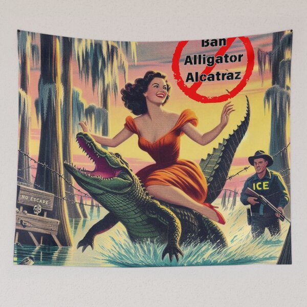 Item preview, Gorgeous Latina Woman Escaping from Alligator Alcatraz designed and sold by FloridaWildOnes.