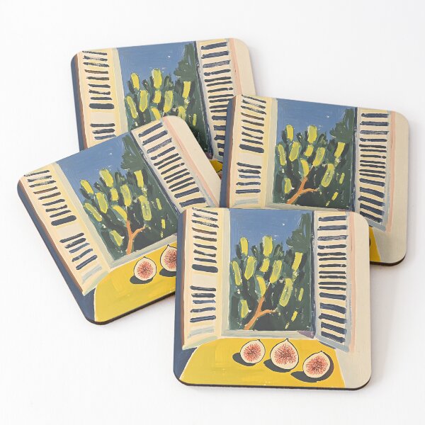 Item preview, Bask in Golden Light and Flavor - Fauvist Halved Figs on Sunlit Table Framed by Tree and Open Window designed and sold by OlfactoART Studio.