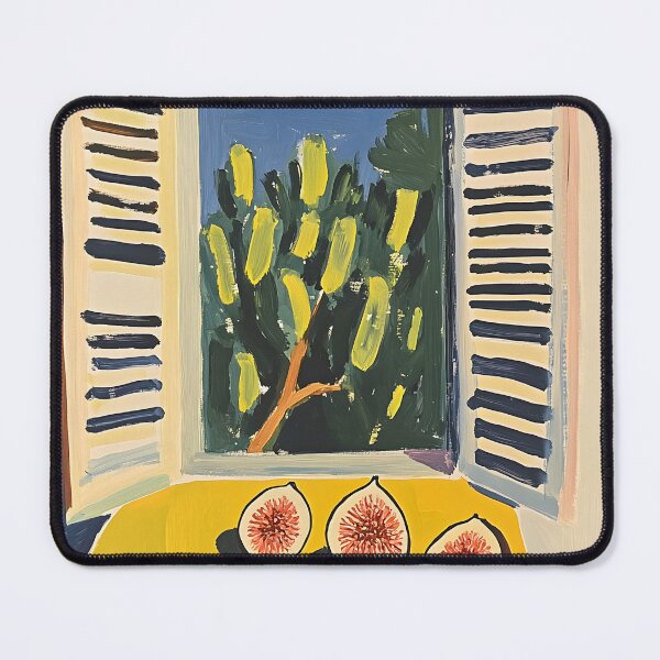 Item preview, Bask in Golden Light and Flavor - Fauvist Halved Figs on Sunlit Table Framed by Tree and Open Window designed and sold by OlfactoART Studio.