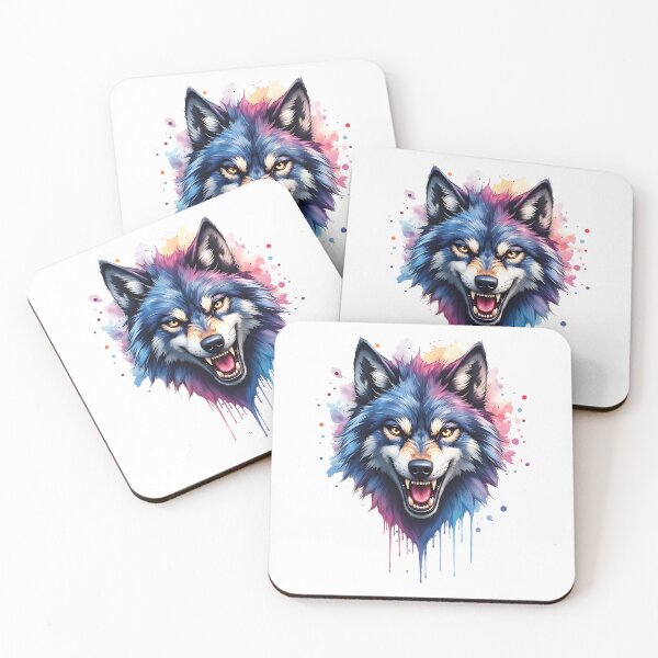 Item preview, Wild Colorful Dripping Cartoon Wolf designed and sold by FunCartoonSpot.