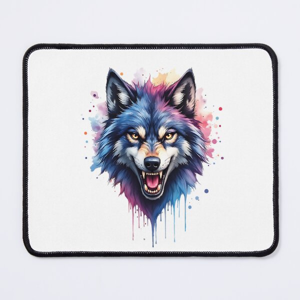 Item preview, Wild Colorful Dripping Cartoon Wolf designed and sold by FunCartoonSpot.