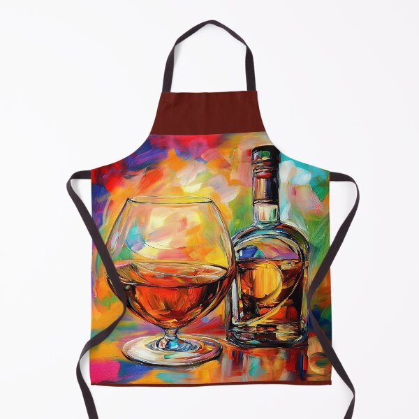 Artikelvorschau, Zelebrieren Sie kultivierten Genuss – Brandyglas und -flasche inmitten pulsierender bunter Energie entworfen und verkauft von OlfactoART Studio.