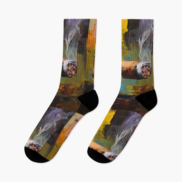 Item preview, Ignite Bold Contrast - Smoldering Cigar Against Vibrant Yellow and Blue Abstract Energy designed and sold by OlfactoART Studio.