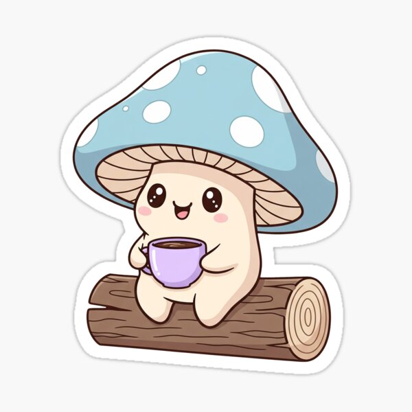 Item preview, Cute Lil Blue Mushroom Teatime Sticker designed and sold by RACreationz.